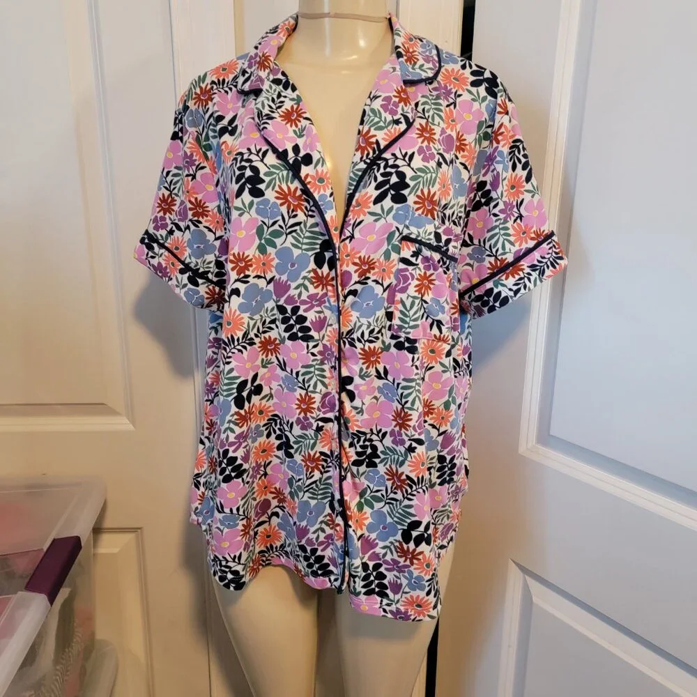 Kate Spade New York Black Label Spring Floral Pajama Top Short Sleeve